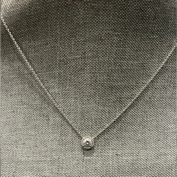 Authentic Pandora Necklace Choker Round Sparkle Halo 925 Brilliant Cut Cz 15-18” - Picture 4 of 9